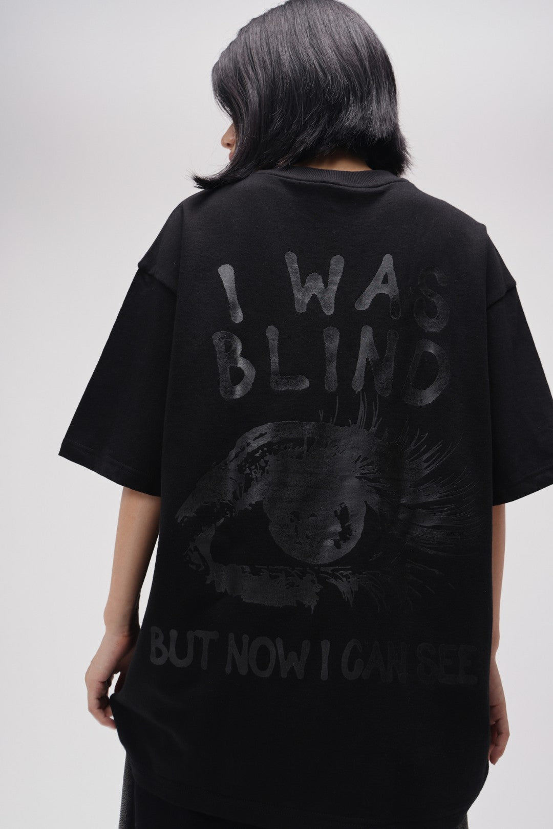 CERISE BLACK I WAS BLIND OVERSIZED TEE
