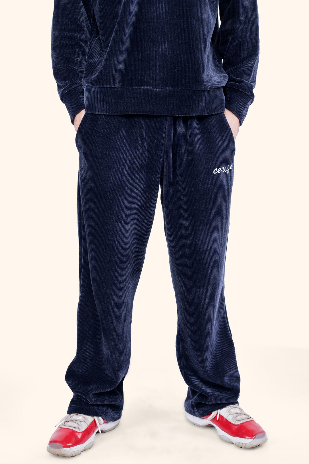CERISE BREEZY CORD PANT - NAVY BLUE