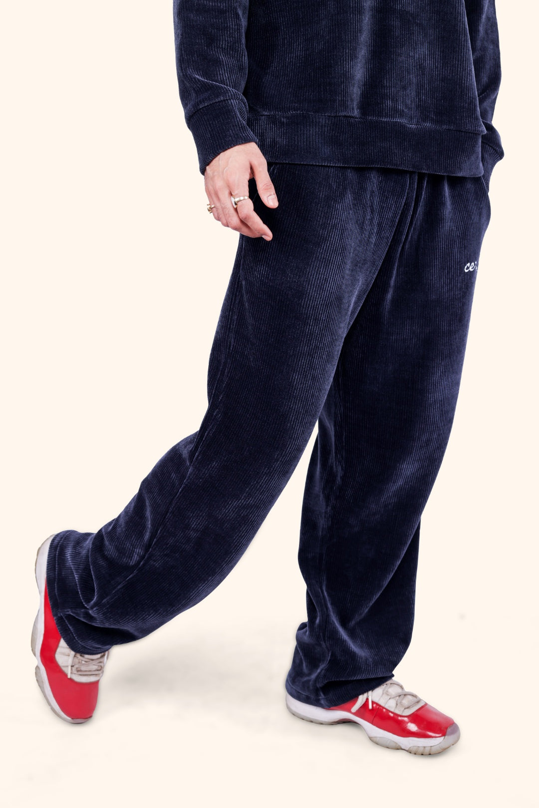 CERISE BREEZY CORD PANT - NAVY BLUE