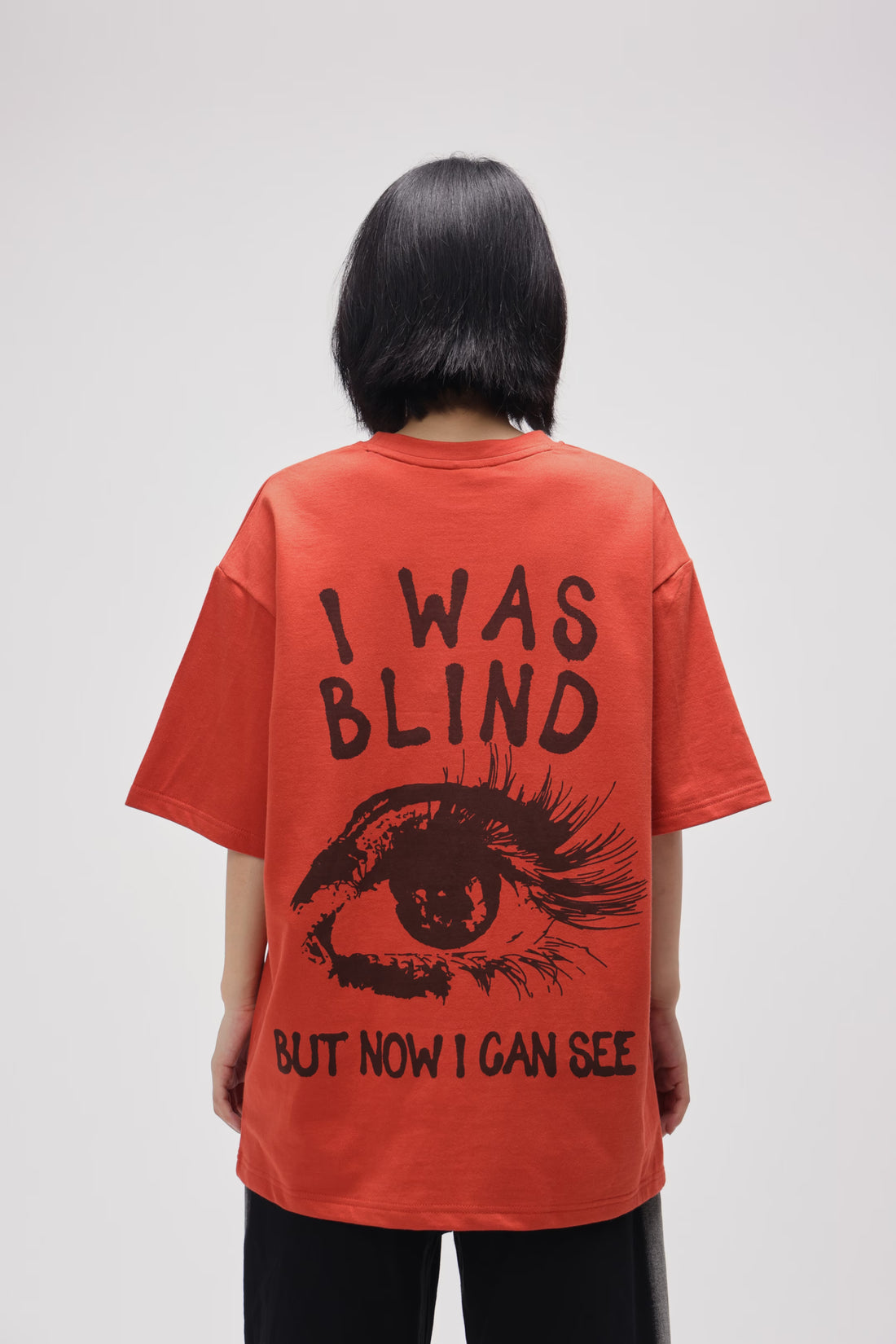 BURNT ORANGE I WAS BLIND OVERSIZED TEE