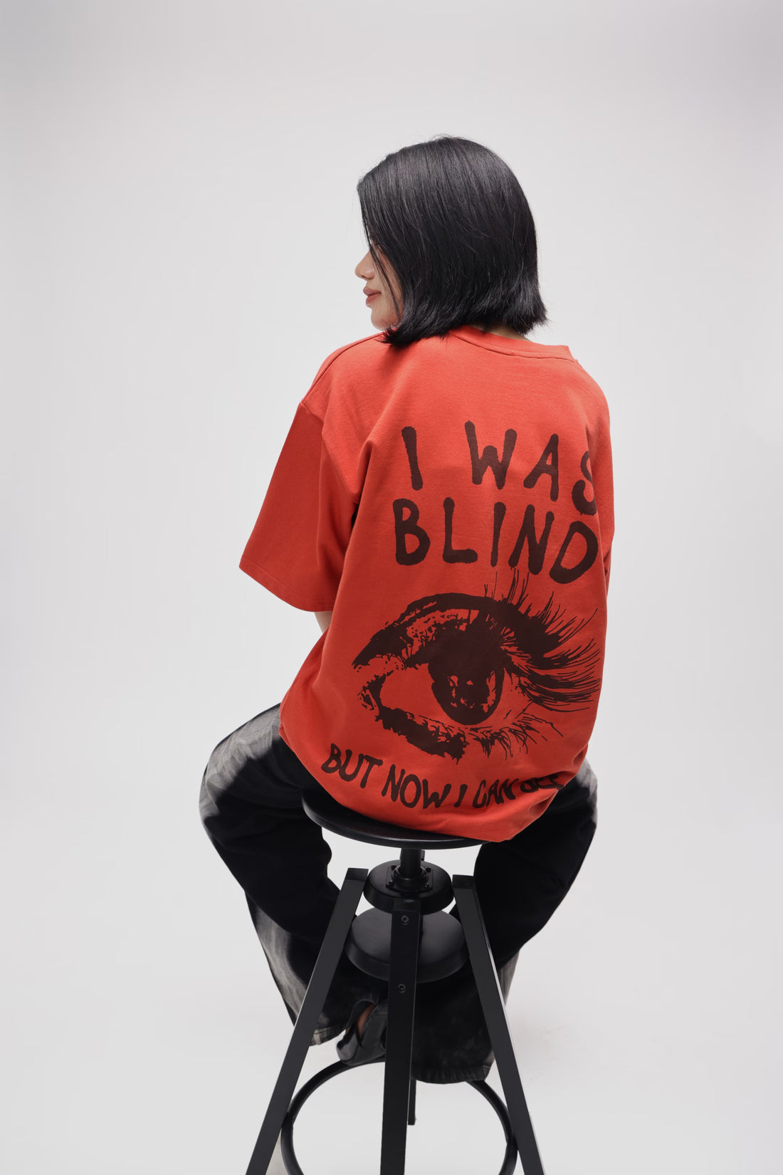 BURNT ORANGE I WAS BLIND OVERSIZED TEE